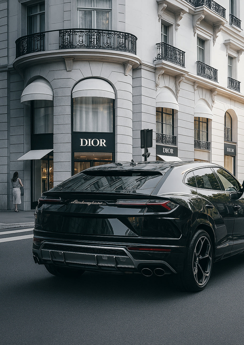 Lamborghini Urus Negro frente a Dior